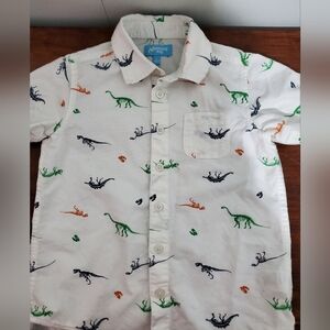 Lightning Bug Boys Size 6 Dinosaur Print 100% Cotton Short Sleeve Button Down
